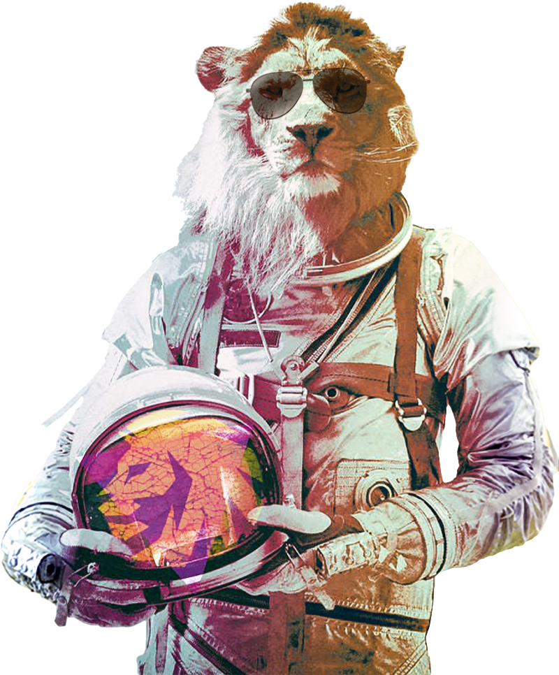 Million lion mascot wearing shades
